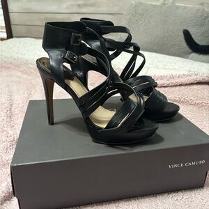 Vince Camuto Black Strappy Heeled Sandals